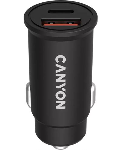 Зарядно за кола Canyon - C-20B03, USB-A/C, 30W, черно - 1